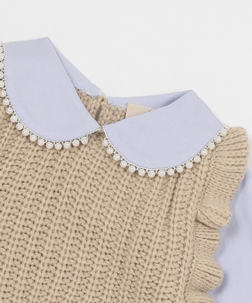 petit main（プティマイン）の「【リンク】パールニットドッキングトップス(キッズ)（シャツ/ブラウス・キッズ・ブラック/グレー/ベージュ・110cm/80ｃｍ/100cm/120cm/130cm/90cm）」の14枚目の写真