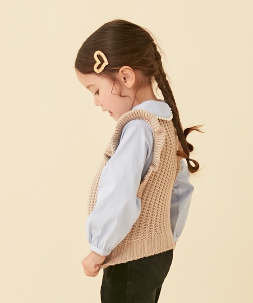 petit main（プティマイン）の「【リンク】パールニットドッキングトップス(キッズ)（シャツ/ブラウス・キッズ・ブラック/グレー/ベージュ・110cm/80ｃｍ/100cm/120cm/130cm/90cm）」の7枚目の写真