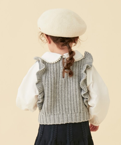 petit main（プティマイン）の「【リンク】パールニットドッキングトップス(キッズ)（シャツ/ブラウス・キッズ・ブラック/グレー/ベージュ・110cm/80ｃｍ/100cm/120cm/130cm/90cm）」の5枚目の写真