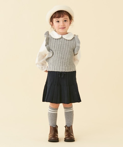petit main（プティマイン）の「【リンク】パールニットドッキングトップス(キッズ)（シャツ/ブラウス・キッズ・ブラック/グレー/ベージュ・110cm/80ｃｍ/100cm/120cm/130cm/90cm）」の4枚目の写真