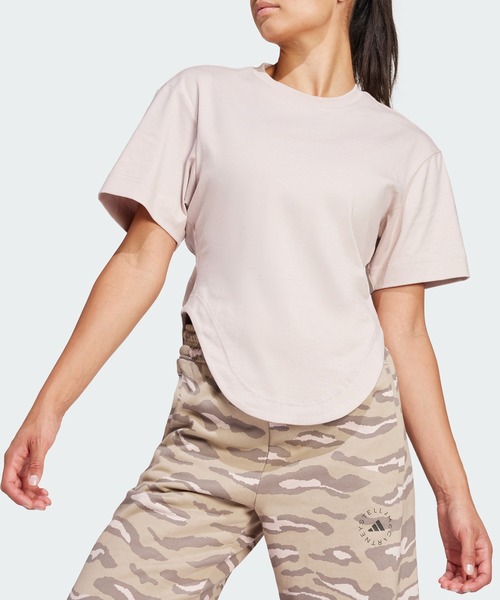 adidas by Stella McCartney(アディダスバイステラマッカートニー)の「adidas by Stella McCartney スポーツウェア カーブドヘム 半袖Tシャツ / アディダス adidas(Tシャツ/カットソー・レディース・ピンク・SMALL/X-LARGE/MEDIUM/LARGE)」の1枚目の写真
