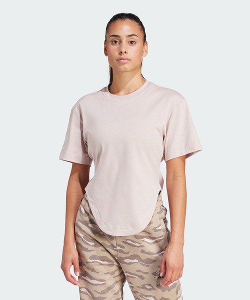adidas by Stella McCartney(アディダスバイステラマッカートニー)の「adidas by Stella McCartney スポーツウェア カーブドヘム 半袖Tシャツ / アディダス adidas(Tシャツ/カットソー・レディース・ピンク・SMALL/X-LARGE/MEDIUM/LARGE)」の3枚目の写真
