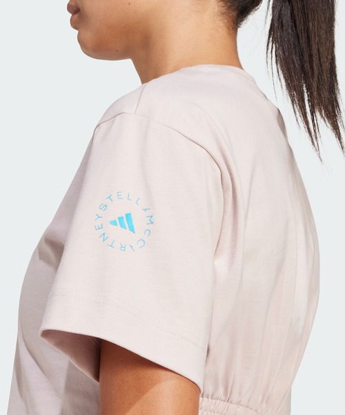 adidas by Stella McCartney(アディダスバイステラマッカートニー)の「adidas by Stella McCartney スポーツウェア カーブドヘム 半袖Tシャツ / アディダス adidas(Tシャツ/カットソー・レディース・ピンク・SMALL/X-LARGE/MEDIUM/LARGE)」の4枚目の写真