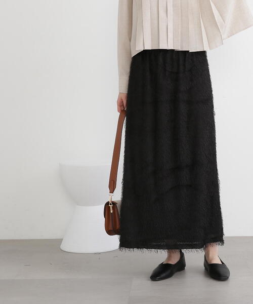 N.（N. Natural Beauty Basic）（エヌエヌナチュラルビューティーベーシック）の「◆フリンジＡラインスカート（スカート・レディース・ブラック/オフホワイト・MEDIUM）」の12枚目の写真