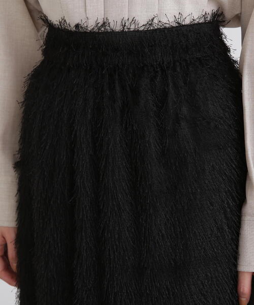 N.（N. Natural Beauty Basic）（エヌエヌナチュラルビューティーベーシック）の「◆フリンジＡラインスカート（スカート・レディース・ブラック/オフホワイト・MEDIUM）」の3枚目の写真