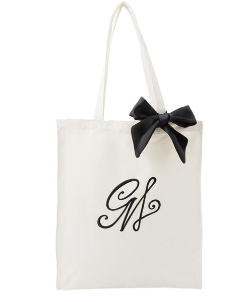 INGNI（イング）の「リボン付キャンバストートバッグ（ハンドバッグ・レディース・ブラック系8/ホワイト系1/ホワイト系その他6/アイボリー系3・ONE SIZE）」の5枚目の写真