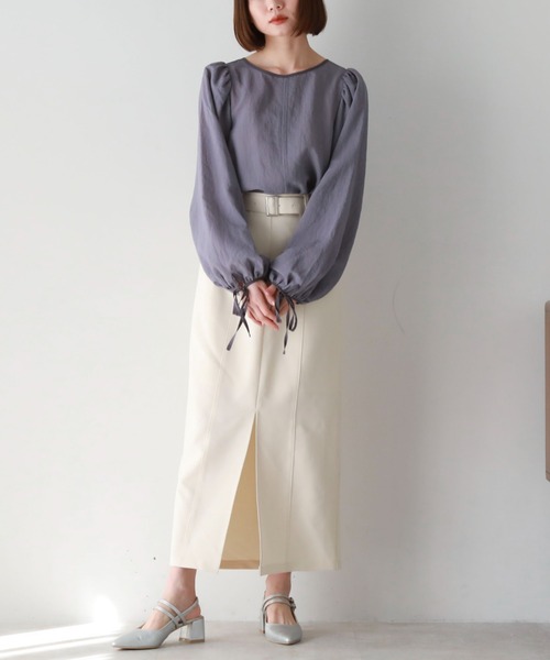 archives(アルシーヴ)の「2wayパイピング楊柳BL(シャツ/ブラウス・レディース・ブルー/ブラック/アイボリー・MEDIUM)」の13枚目の写真