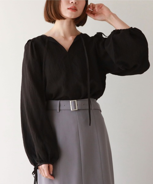 archives(アルシーヴ)の「2wayパイピング楊柳BL(シャツ/ブラウス・レディース・ブルー/ブラック/アイボリー・MEDIUM)」の15枚目の写真