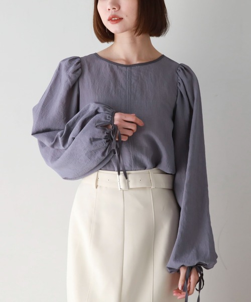 archives(アルシーヴ)の「2wayパイピング楊柳BL(シャツ/ブラウス・レディース・ブルー/ブラック/アイボリー・MEDIUM)」の10枚目の写真