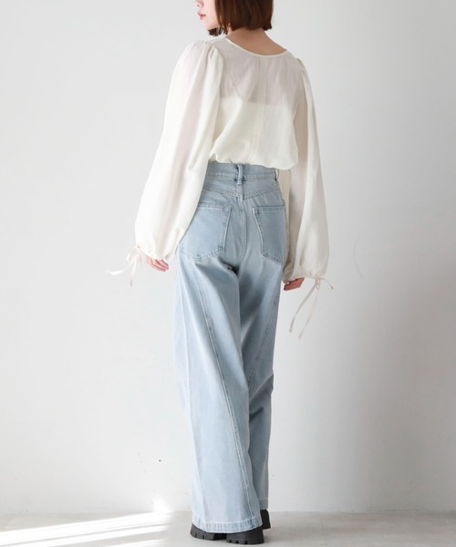 archives(アルシーヴ)の「2wayパイピング楊柳BL(シャツ/ブラウス・レディース・ブルー/ブラック/アイボリー・MEDIUM)」の8枚目の写真