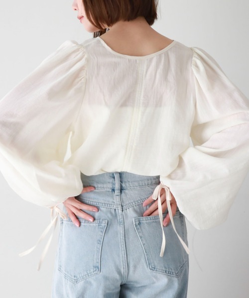 archives(アルシーヴ)の「2wayパイピング楊柳BL(シャツ/ブラウス・レディース・ブルー/ブラック/アイボリー・MEDIUM)」の5枚目の写真