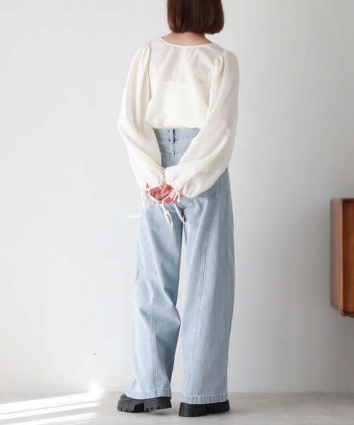 archives(アルシーヴ)の「2wayパイピング楊柳BL(シャツ/ブラウス・レディース・ブルー/ブラック/アイボリー・MEDIUM)」の9枚目の写真