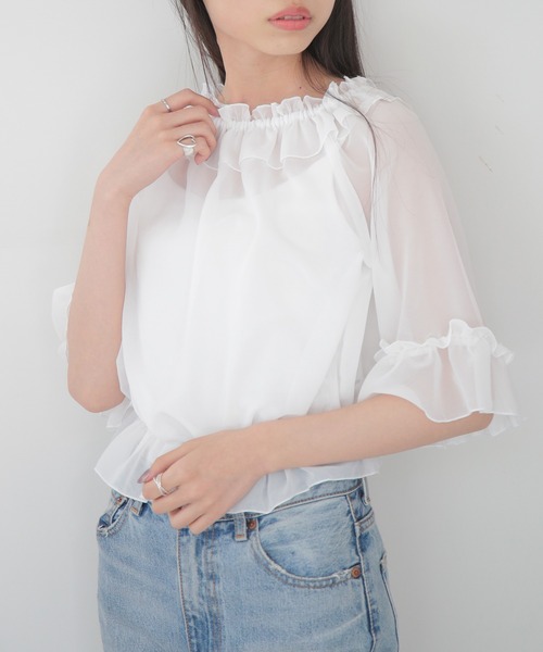SETUP7(セットアップセブン)の「【SETUP7】シアーシャーリングブラウス SCCH496(Tシャツ/カットソー・レディース・ホワイト/ブラック・FREE)」の11枚目の写真