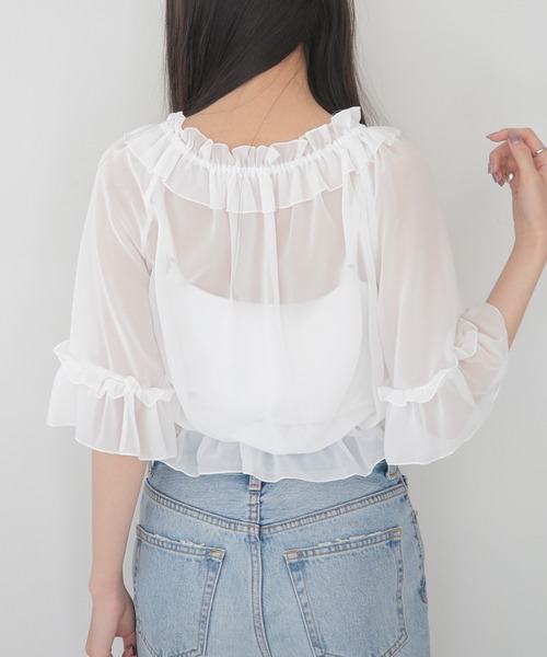 SETUP7(セットアップセブン)の「【SETUP7】シアーシャーリングブラウス SCCH496(Tシャツ/カットソー・レディース・ホワイト/ブラック・FREE)」の13枚目の写真