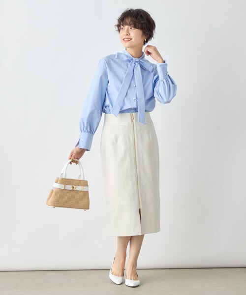 NOLLEY’S Sophi（ノーリーズソフィ）の「ウォッシャブルシェルタリングジップタイトスカート（スカート・レディース・キナリ/ライトグリーン/サックスブルー/ネイビー・38/36/34/40）」の16枚目の写真