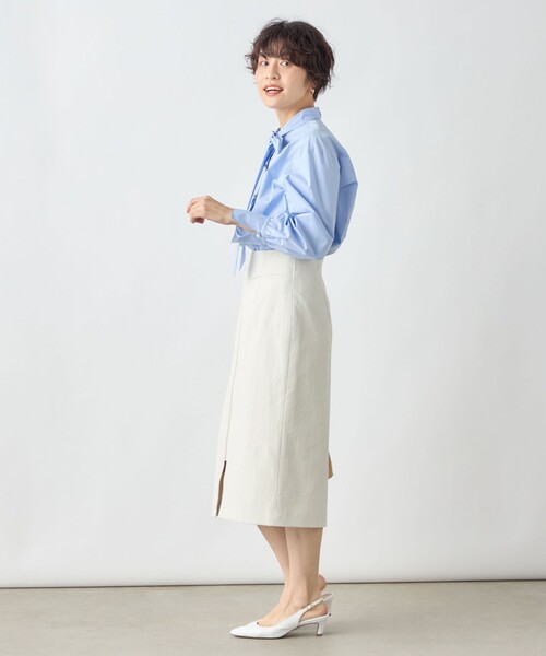 NOLLEY’S Sophi（ノーリーズソフィ）の「ウォッシャブルシェルタリングジップタイトスカート（スカート・レディース・キナリ/ライトグリーン/サックスブルー/ネイビー・38/36/34/40）」の13枚目の写真