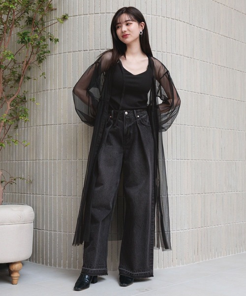 RAGEBLUE（レイジブルー）の「ボリュームスリーブ/チュールシアーギャザーワンピース（ワンピース・レディース・ブラック/ホワイト/ピンク・FREE）」の16枚目の写真