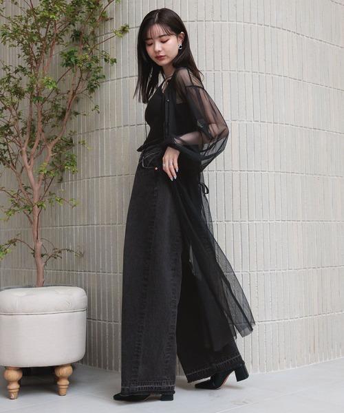 RAGEBLUE（レイジブルー）の「ボリュームスリーブ/チュールシアーギャザーワンピース（ワンピース・レディース・ブラック/ホワイト/ピンク・FREE）」の18枚目の写真