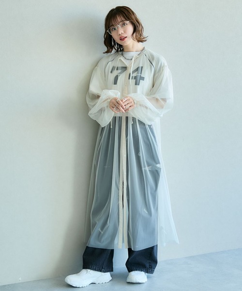 RAGEBLUE（レイジブルー）の「ボリュームスリーブ/チュールシアーギャザーワンピース（ワンピース・レディース・ブラック/ホワイト/ピンク・FREE）」の8枚目の写真