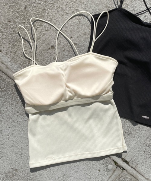NOMAE（ノーマエ）の「クロスストラップキャミ / カップ付き（キャミソール・レディース・アイボリー/ブラック・FREE）」の5枚目の写真
