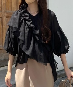新品タグ付き VIVIANO ヴィヴィアーノ ラッフルスリーブTシャツ フリル袖 VIVIANO/ヴィヴィアーノ】ラッフルスリーブTシャツ（Tシャツ