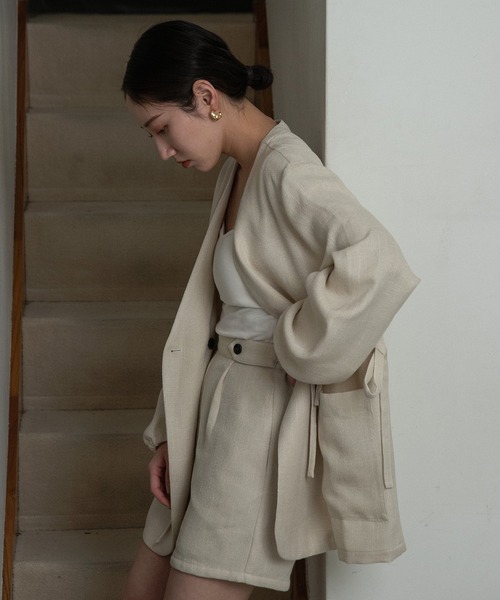 lawgy（ラウジー）の「front button tweed short pants / フロントボタンツイードショートパンツ（その他パンツ・レディース・アイボリー/ベージュ・FREE）」の7枚目の写真