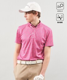 23区GOLF（ニジュウサンクゴルフ）の「【MEN】【UVケア/吸水速乾】ギンガムチェックロゴ 半袖ポロシャツ（ポロシャツ・メンズ）」