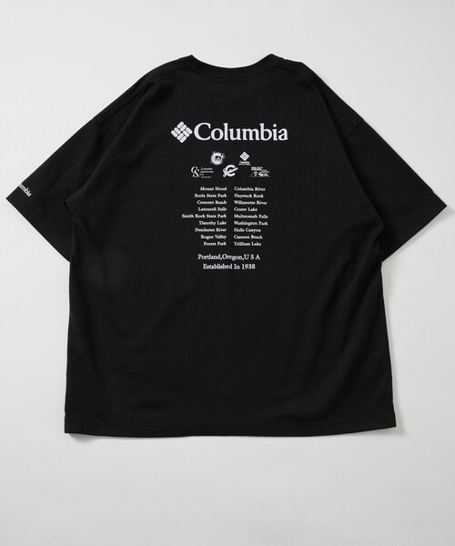NAPAPIJRI★半袖 ロゴ バックプリント クルーネック Tシャツ★黒 FREAK'S STORE（フリークスストア）の「限定展開 Columbia