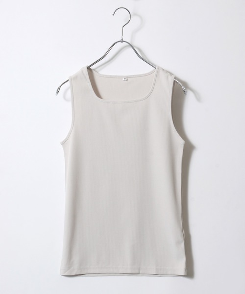 セール】リブニット スクエアネックタンクトップ レディース
