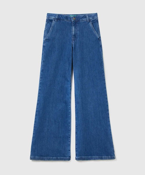 BENETTON (UNITED COLORS OF BENETTON)（ベネトンユナイテッドカラーズオブベネトン）の「ストレッチワイドデニムパンツ（デニムパンツ・レディース・ダークインディゴブルー/ライトインディゴブルー・40/38/42/36）」の5枚目の写真