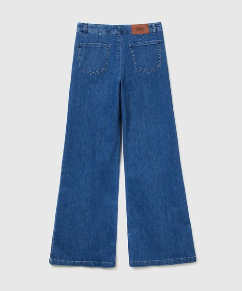 BENETTON (UNITED COLORS OF BENETTON)（ベネトンユナイテッドカラーズオブベネトン）の「ストレッチワイドデニムパンツ（デニムパンツ・レディース・ダークインディゴブルー/ライトインディゴブルー・40/38/42/36）」の6枚目の写真