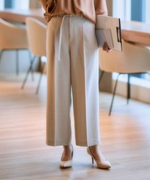 7days Life Styling | 麻調合繊共布ベルト付ワイドパンツ(しわになりにくい・接触冷感・UVカット・洗える)(スラックス)