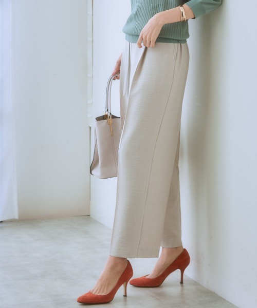 7days Life Styling(セブンデイズライフスタイリング)の「麻調合繊共布ベルト付ワイドパンツ(しわになりにくい・接触冷感・UVカット・洗える)(スラックス・レディース・モカ/ネイビー/ライトベージュ/グリーン/チャコールグレー・S/M/L/LL)」の17枚目の写真