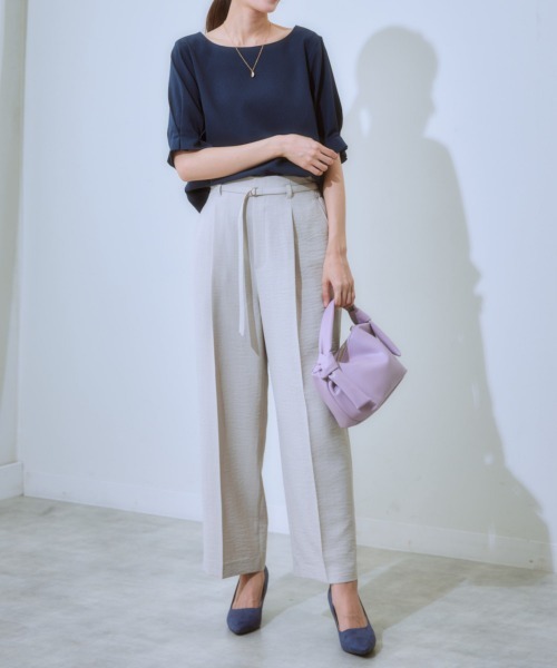 7days Life Styling(セブンデイズライフスタイリング)の「麻調合繊共布ベルト付ワイドパンツ(しわになりにくい・接触冷感・UVカット・洗える)(スラックス・レディース・モカ/ネイビー/ライトベージュ/グリーン/チャコールグレー・S/M/L/LL)」の19枚目の写真