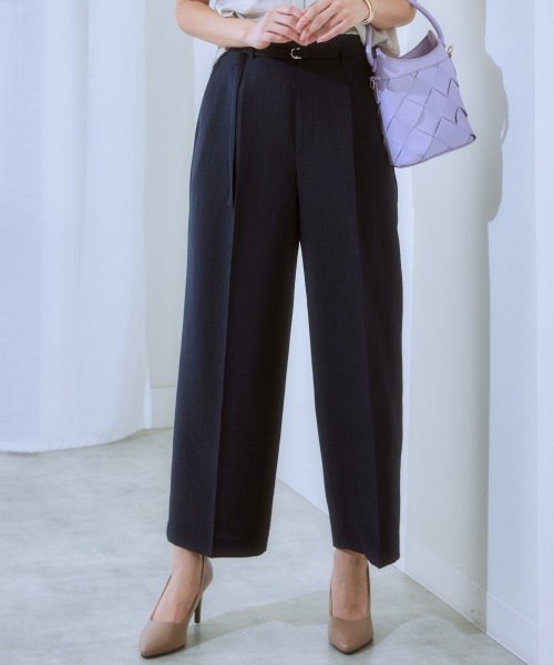 7days Life Styling(セブンデイズライフスタイリング)の「麻調合繊共布ベルト付ワイドパンツ(しわになりにくい・接触冷感・UVカット・洗える)(スラックス・レディース・モカ/ネイビー/ライトベージュ/グリーン/チャコールグレー・S/M/L/LL)」の21枚目の写真