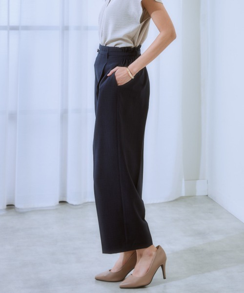 7days Life Styling(セブンデイズライフスタイリング)の「麻調合繊共布ベルト付ワイドパンツ(しわになりにくい・接触冷感・UVカット・洗える)(スラックス・レディース・モカ/ネイビー/ライトベージュ/グリーン/チャコールグレー・S/M/L/LL)」の22枚目の写真