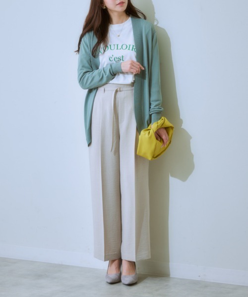 7days Life Styling(セブンデイズライフスタイリング)の「麻調合繊共布ベルト付ワイドパンツ(しわになりにくい・接触冷感・UVカット・洗える)(スラックス・レディース・モカ/ネイビー/ライトベージュ/グリーン/チャコールグレー・S/M/L/LL)」の18枚目の写真