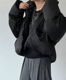 Nine ハイネックダウン 5color] 配色ポイントハイネックショートダウンジャケット