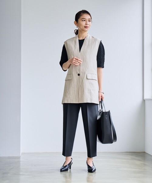 coen（コーエン）の「【RONEL】European Flax（ヨーロピアンフレックス） ジレ（セットアップ対応可能）（ベスト・レディース・ロイヤルブルー/ベージュ・M/S）」の3枚目の写真