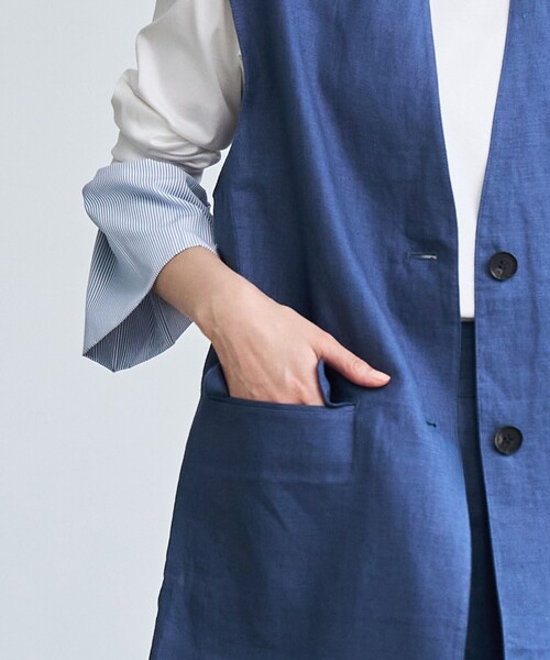 coen（コーエン）の「【RONEL】European Flax（ヨーロピアンフレックス） ジレ（セットアップ対応可能）（ベスト・レディース・ロイヤルブルー/ベージュ・M/S）」の7枚目の写真