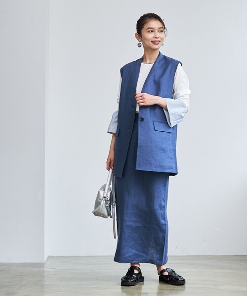 coen（コーエン）の「【RONEL】European Flax（ヨーロピアンフレックス） ジレ（セットアップ対応可能）（ベスト・レディース・ロイヤルブルー/ベージュ・M/S）」の8枚目の写真