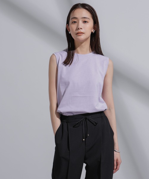 NANO universe(ナノユニバース)の「Anti Soaked(R) 汗染み防止 カラフルノースリTシャツ(Tシャツ/カットソー・レディース・ブルー/ライトピンク/ライム/レッド系その他3/ラベンダー・S/M)」の3枚目の写真