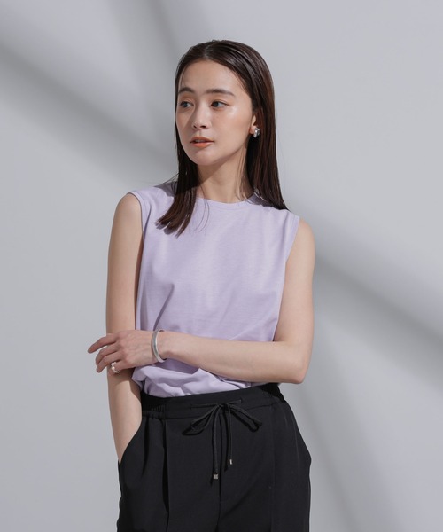 NANO universe(ナノユニバース)の「Anti Soaked(R) 汗染み防止 カラフルノースリTシャツ(Tシャツ/カットソー・レディース・ブルー/ライトピンク/ライム/レッド系その他3/ラベンダー・S/M)」の6枚目の写真