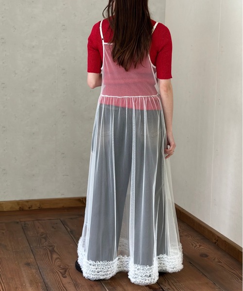 Per sist ence(パーシエンス)の「裾フリル チュールレイヤードキャミワンピース(ワンピース・レディース・ブラック/グレー/オフホワイト・FREE)」の11枚目の写真