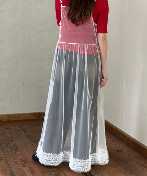 Per sist ence(パーシエンス)の「裾フリル チュールレイヤードキャミワンピース(ワンピース・レディース・ブラック/グレー/オフホワイト・FREE)」の12枚目の写真