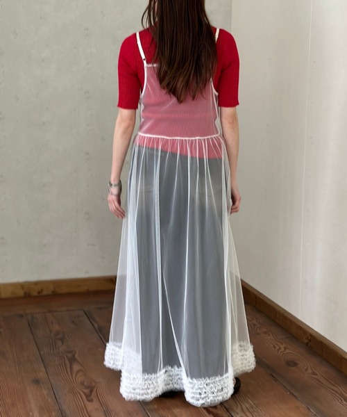 Per sist ence(パーシエンス)の「裾フリル チュールレイヤードキャミワンピース(ワンピース・レディース・ブラック/グレー/オフホワイト・FREE)」の13枚目の写真