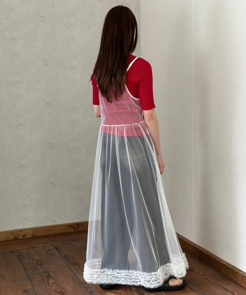 Per sist ence(パーシエンス)の「裾フリル チュールレイヤードキャミワンピース(ワンピース・レディース・ブラック/グレー/オフホワイト・FREE)」の14枚目の写真