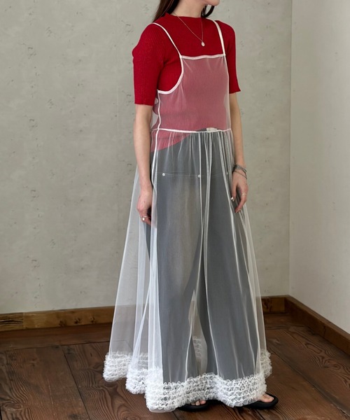 Per sist ence(パーシエンス)の「裾フリル チュールレイヤードキャミワンピース(ワンピース・レディース・ブラック/グレー/オフホワイト・FREE)」の17枚目の写真