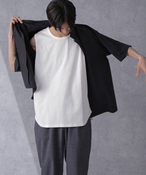 NANO universe（ナノユニバース）の「オーガニックコットンラウンドタンクトップ（タンクトップ・メンズ・ブラック/ホワイト・S/M/L/XL）」の2枚目の写真