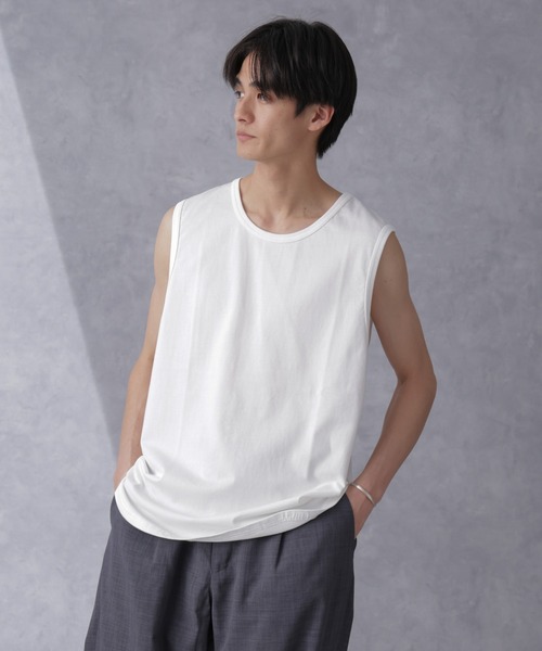 NANO universe（ナノユニバース）の「オーガニックコットンラウンドタンクトップ（タンクトップ・メンズ・ブラック/ホワイト・S/M/L/XL）」の3枚目の写真
